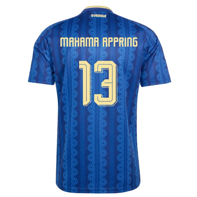 Danxen Women Sweden Elliot Mahama Appring #13 Blue Navy Yellow Away Jersey 26-28 T-Shirt
