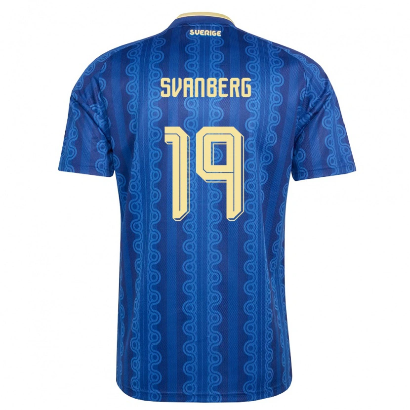 Danxen Women Sweden Mattias Svanberg #19 Blue Navy Yellow Away Jersey 26-28 T-Shirt