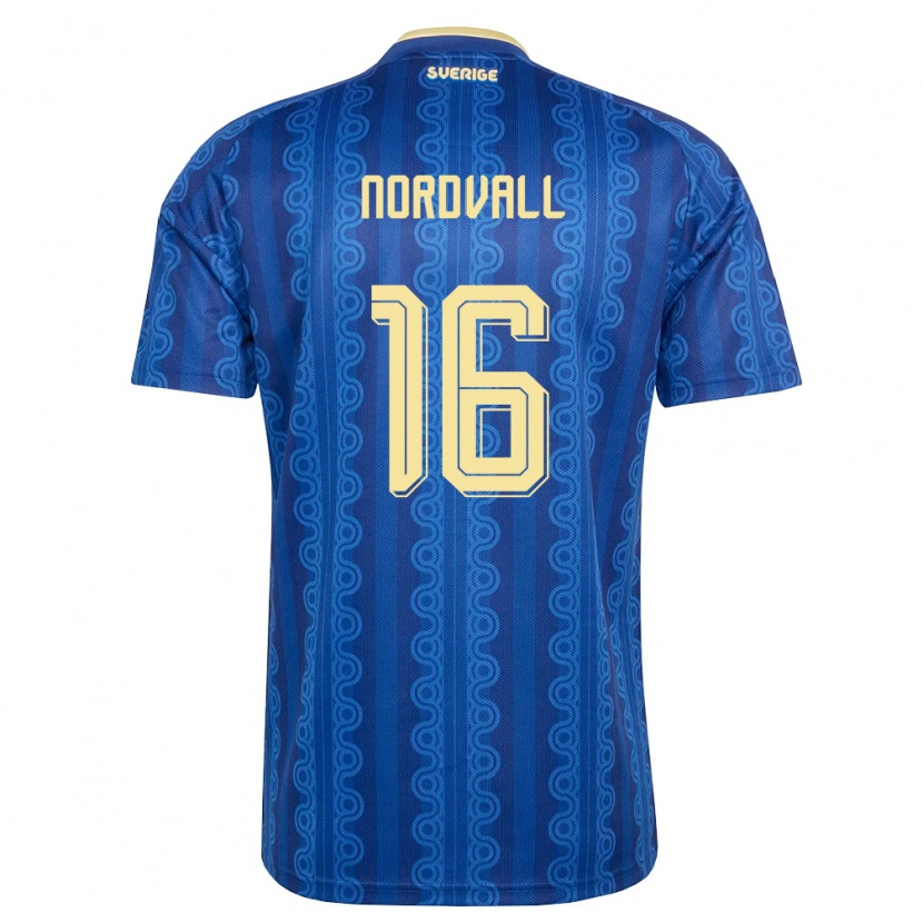 Danxen Women Sweden Ossian Nordvall #16 Blue Navy Yellow Away Jersey 26-28 T-Shirt