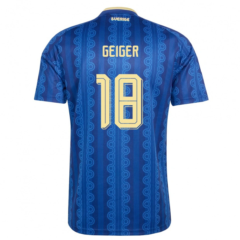 Danxen Women Sweden Yannick Geiger #18 Blue Navy Yellow Away Jersey 26-28 T-Shirt