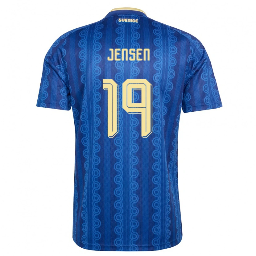 Danxen Women Sweden Jakob Jensen #19 Blue Navy Yellow Away Jersey 26-28 T-Shirt