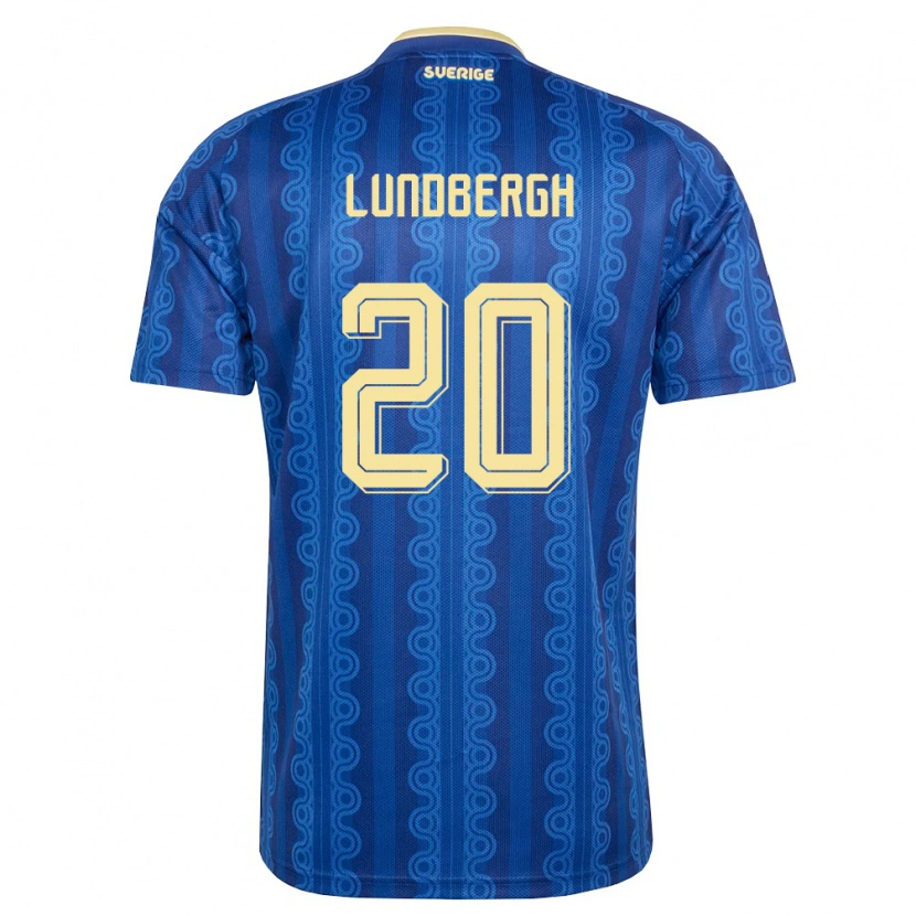 Danxen Women Sweden Theodor Lundbergh #20 Blue Navy Yellow Away Jersey 26-28 T-Shirt