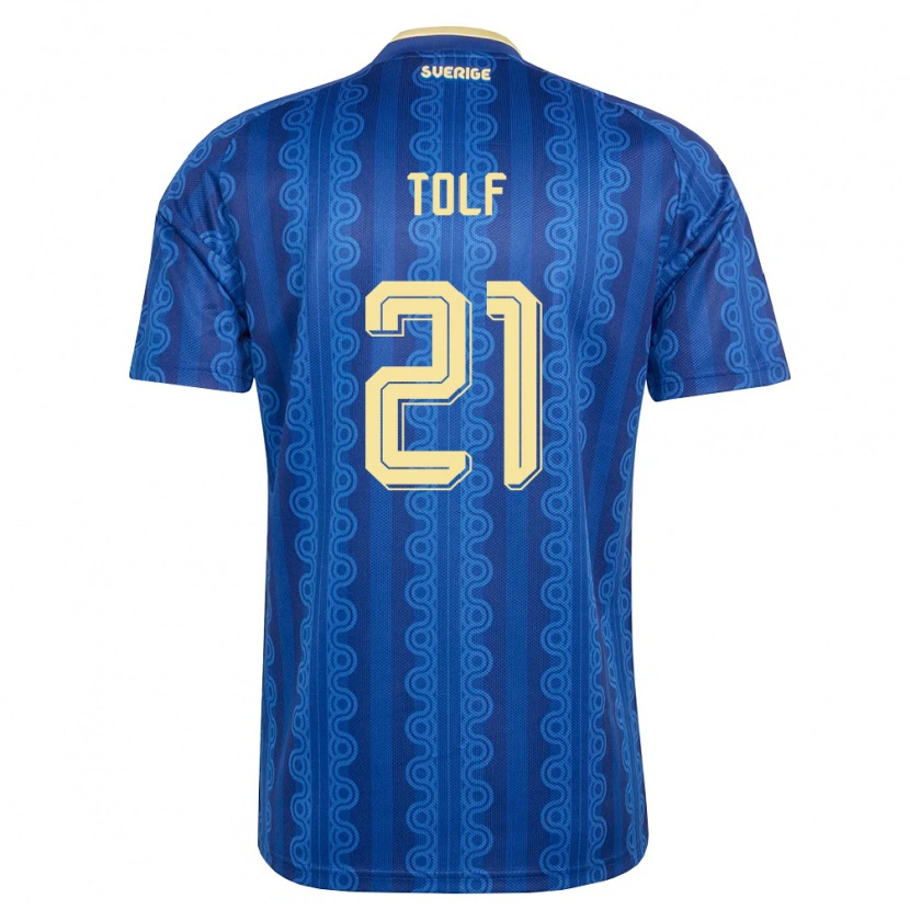 Danxen Women Sweden Noah Tolf #21 Blue Navy Yellow Away Jersey 26-28 T-Shirt