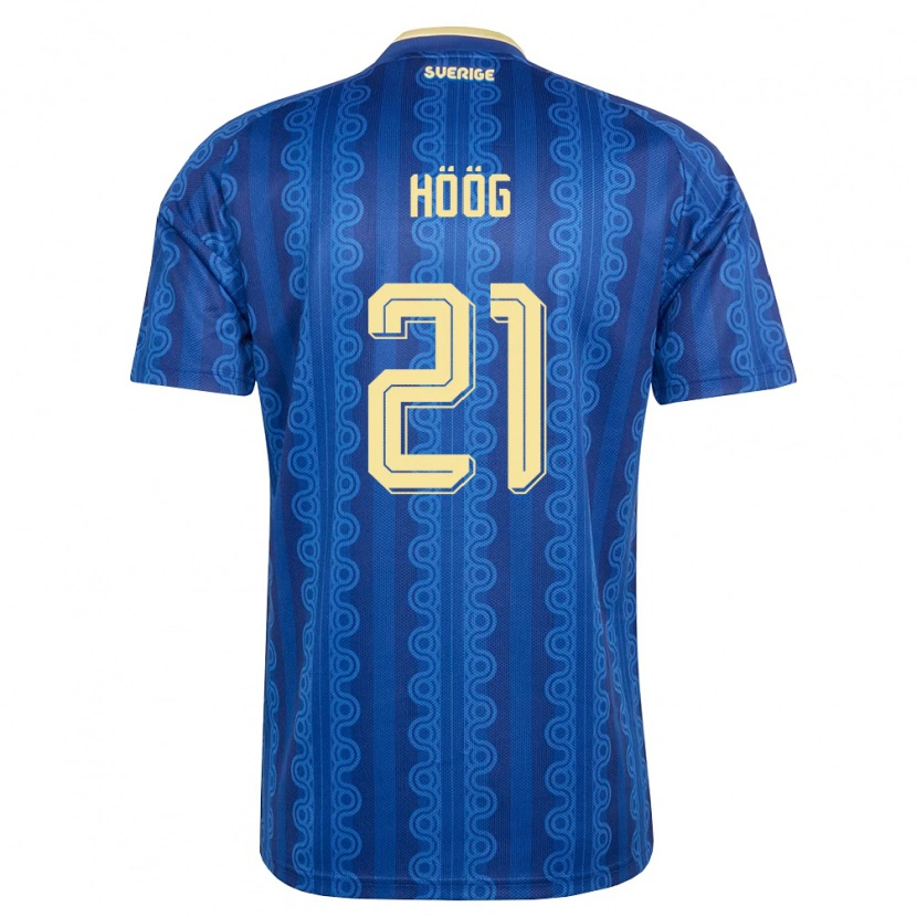 Danxen Women Sweden Anton Höög #21 Blue Navy Yellow Away Jersey 26-28 T-Shirt