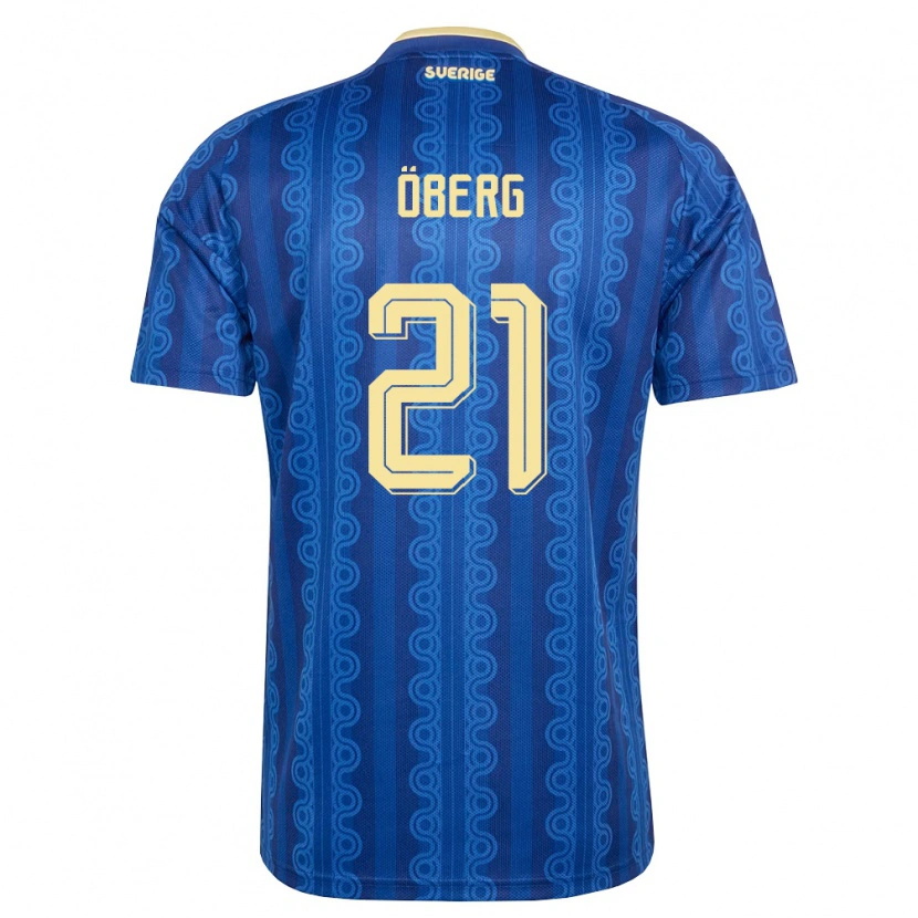 Danxen Women Sweden Milian Öberg #21 Blue Navy Yellow Away Jersey 26-28 T-Shirt