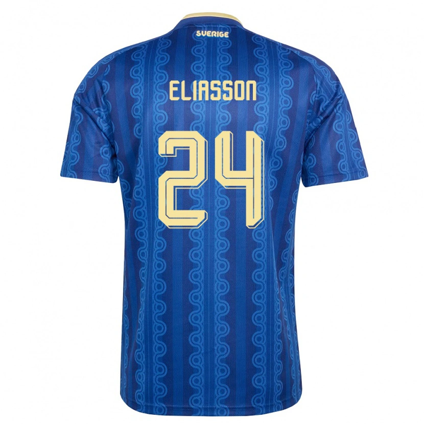 Danxen Women Sweden Niclas Eliasson #24 Blue Navy Yellow Away Jersey 26-28 T-Shirt