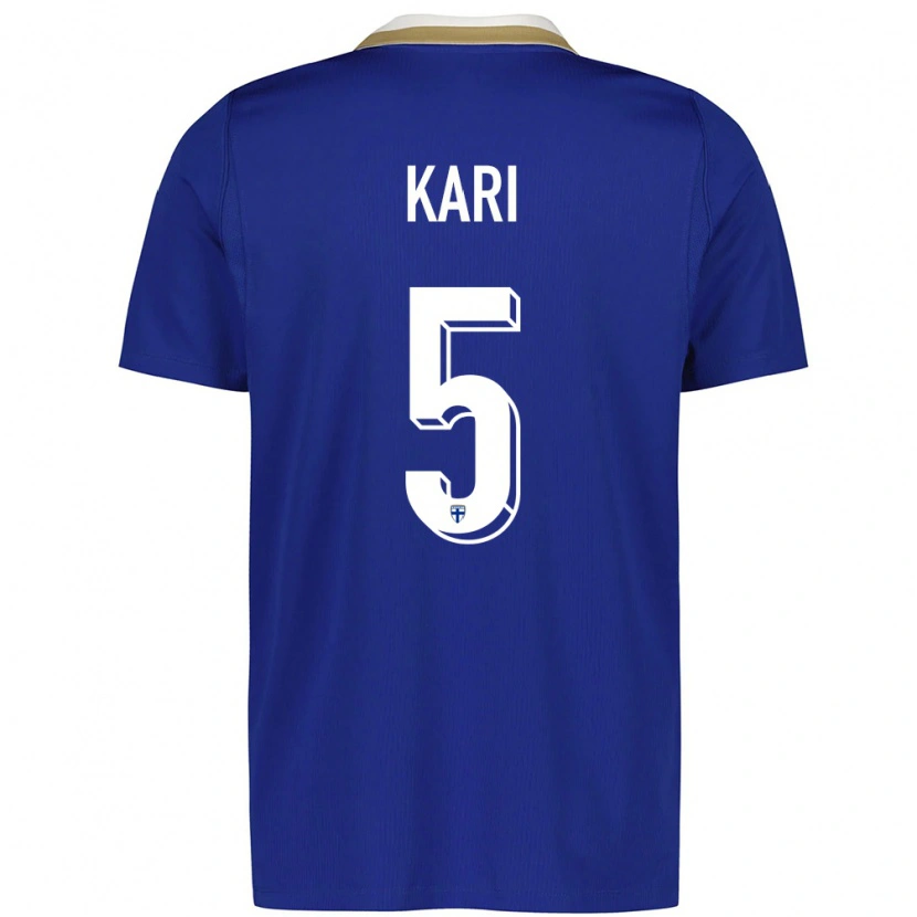 Danxen Women Finland Jere Kari #5 Blue White Away Jersey 26-28 T-Shirt