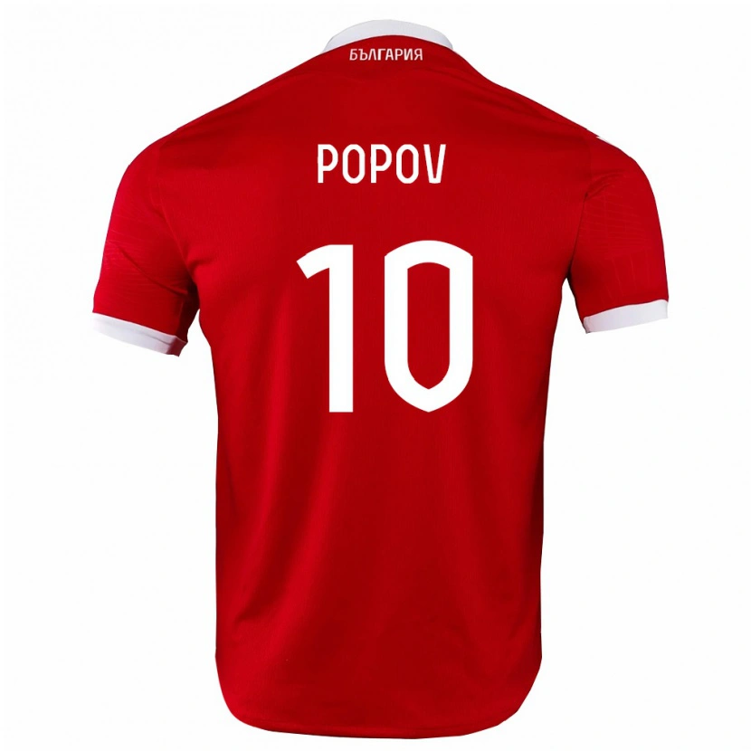 Danxen Women Bulgaria Nikolay Popov #10 Red White Away Jersey 26-28 T-Shirt