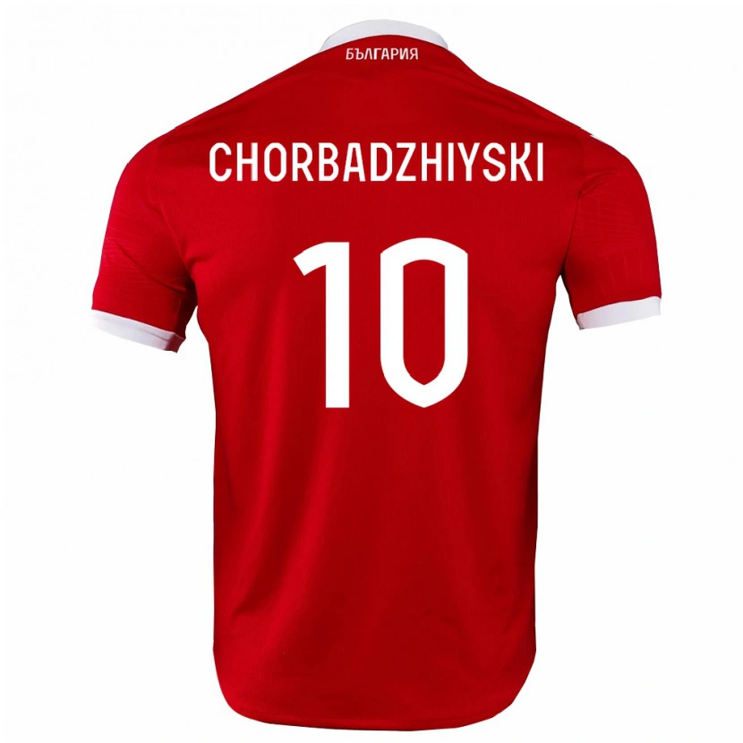 Danxen Women Bulgaria Georgi Chorbadzhiyski #10 Red White Away Jersey 26-28 T-Shirt