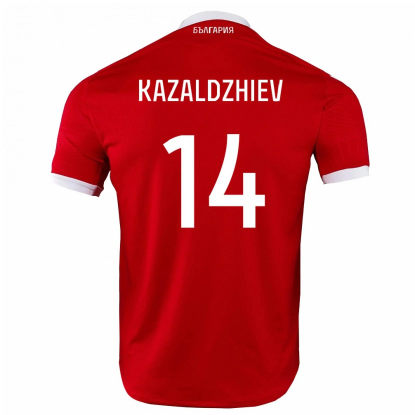 Danxen Women Bulgaria Vasil Kazaldzhiev #14 Red White Away Jersey 26-28 T-Shirt