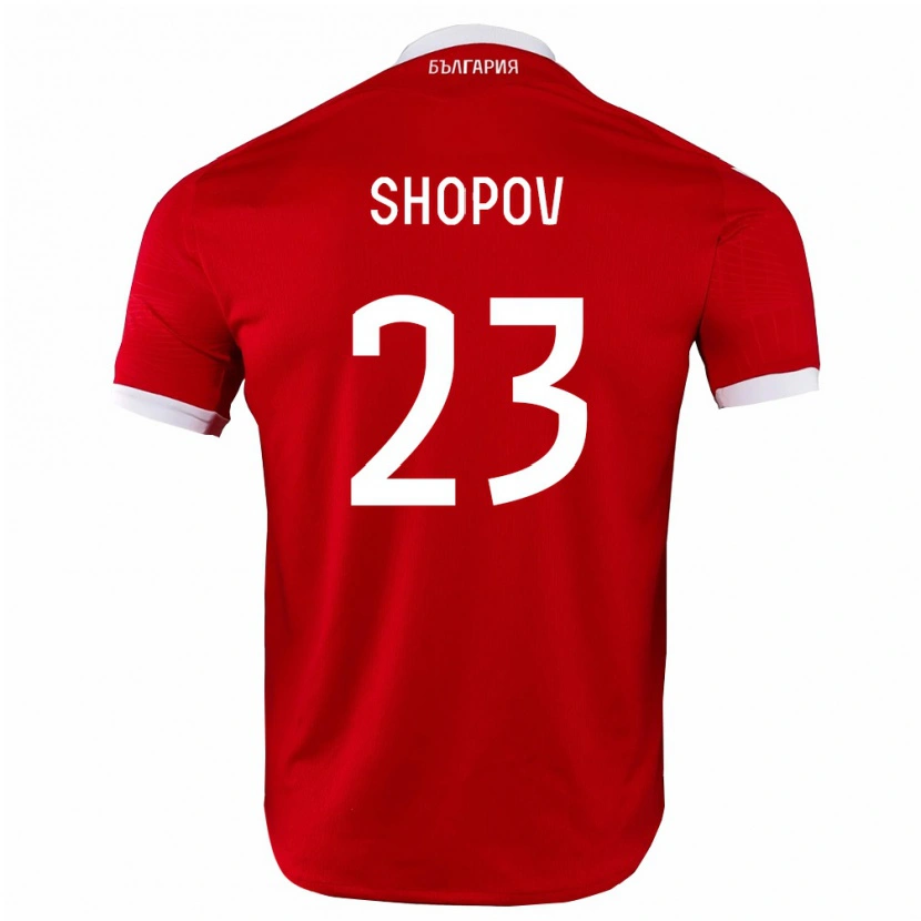 Danxen Women Bulgaria Stanislav Shopov #23 Red White Away Jersey 26-28 T-Shirt