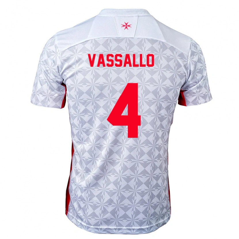 Danxen Women Malta Jake Vassallo #4 Gray White Red Away Jersey 26-28 T-Shirt
