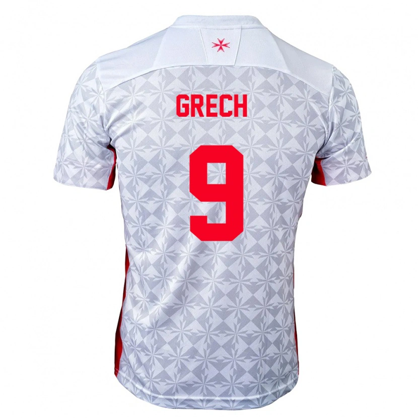 Danxen Women Malta Jake Grech #9 Gray White Red Away Jersey 26-28 T-Shirt