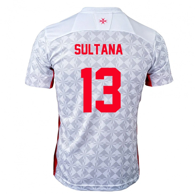 Danxen Women Malta Denzil Sultana #13 Gray White Red Away Jersey 26-28 T-Shirt