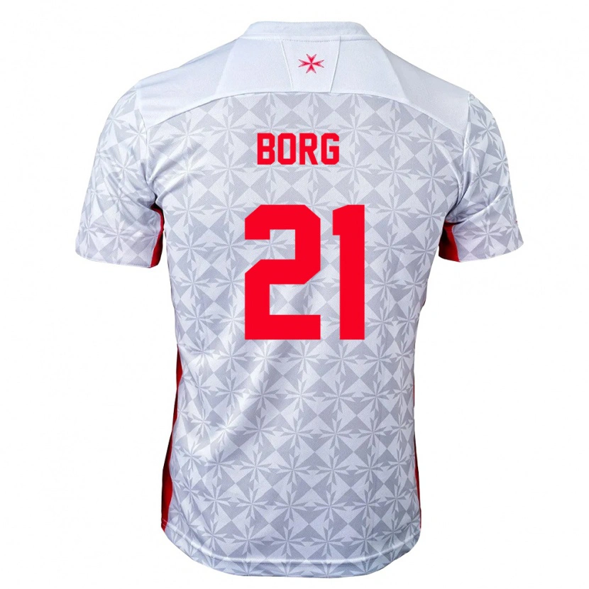 Danxen Women Malta Jean Borg #21 Gray White Red Away Jersey 26-28 T-Shirt