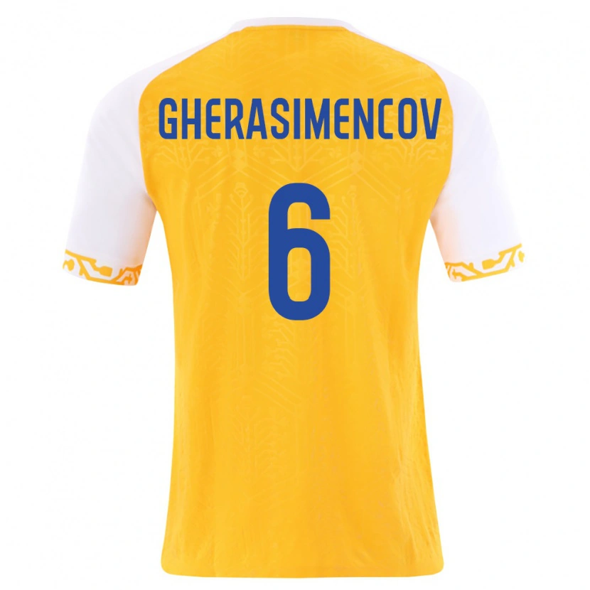 Danxen Women Moldova Mihail Gherasimencov #6 Yellow White Away Jersey 26-28 T-Shirt