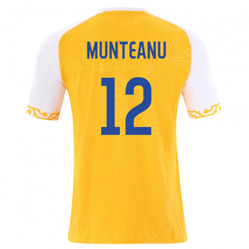 Danxen Women Moldova Adrian Munteanu #12 Yellow White Away Jersey 26-28 T-Shirt