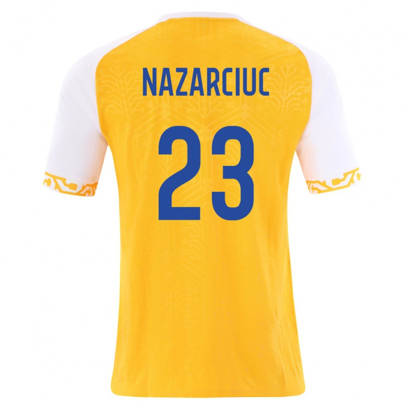 Danxen Women Moldova Artur Nazarciuc #23 Yellow White Away Jersey 26-28 T-Shirt