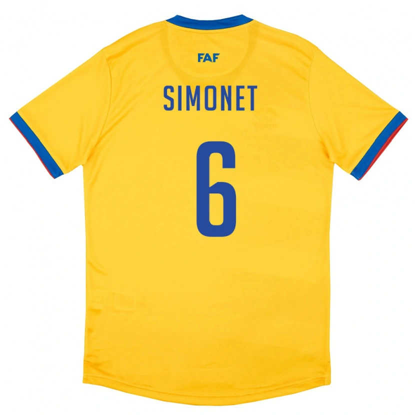 Danxen Women Andorra Pere Simonet #6 Yellow Blue Red Away Jersey 26-28 T-Shirt