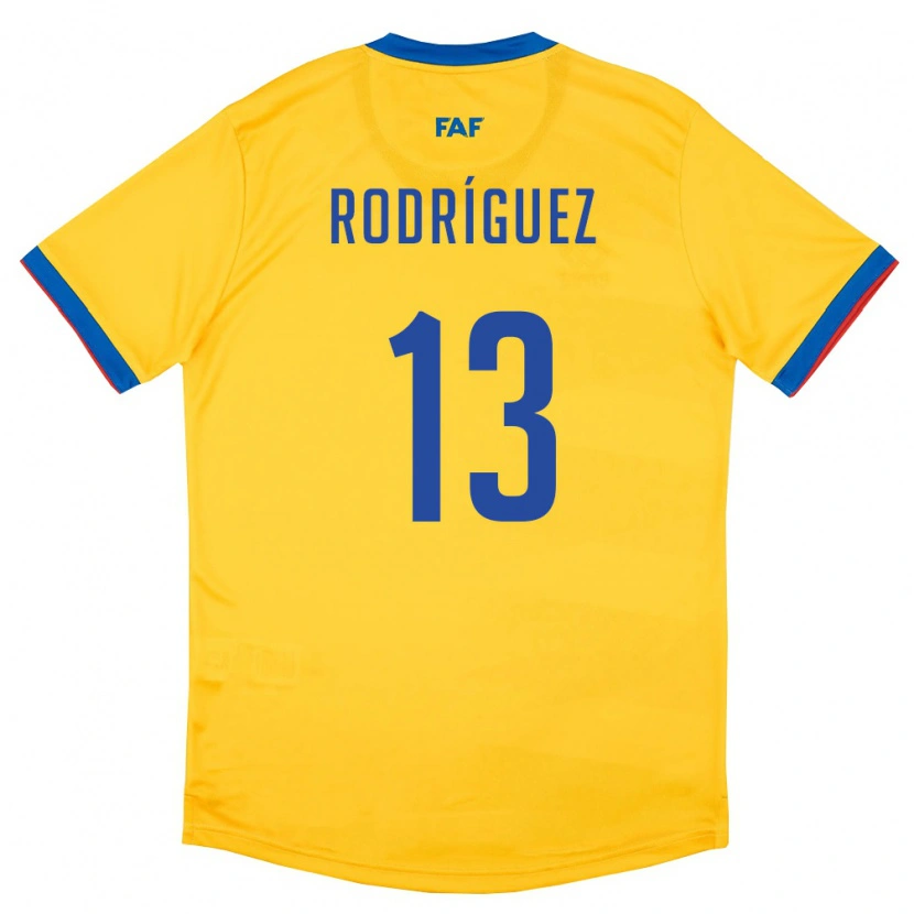 Danxen Women Andorra Arnau Rodríguez #13 Yellow Blue Red Away Jersey 26-28 T-Shirt