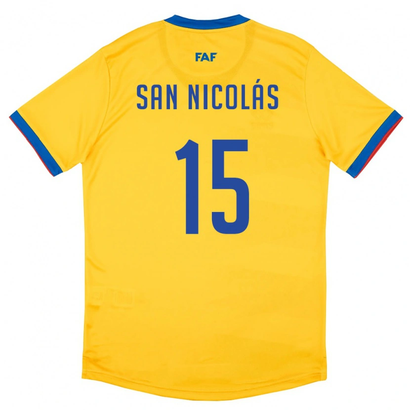 Danxen Women Andorra Moisés San Nicolás #15 Yellow Blue Red Away Jersey 26-28 T-Shirt