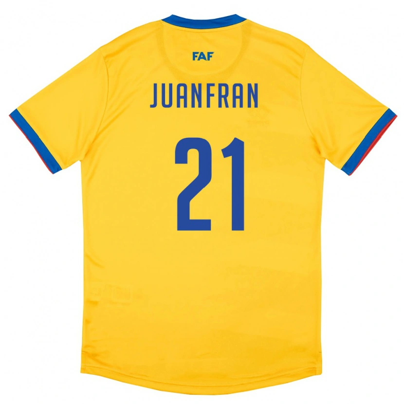 Danxen Women Andorra Juanfran #21 Yellow Blue Red Away Jersey 26-28 T-Shirt