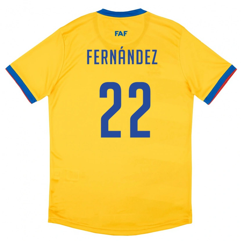 Danxen Women Andorra Lucas Fernández #22 Yellow Blue Red Away Jersey 26-28 T-Shirt