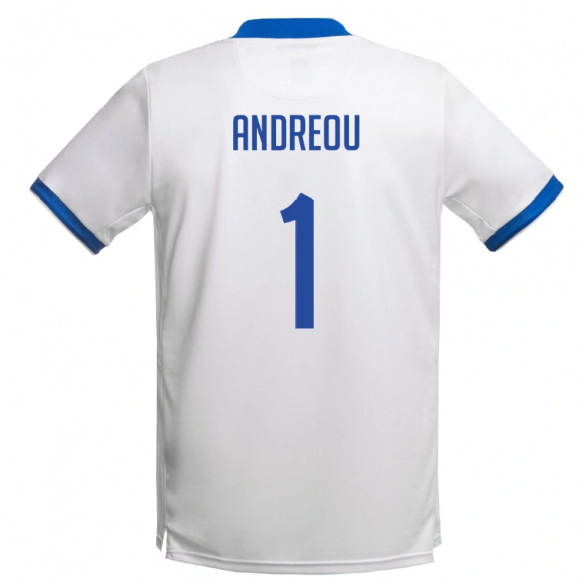 Danxen Women Cyprus Andreas Andreou #1 White Royal Blue Away Jersey 26-28 T-Shirt