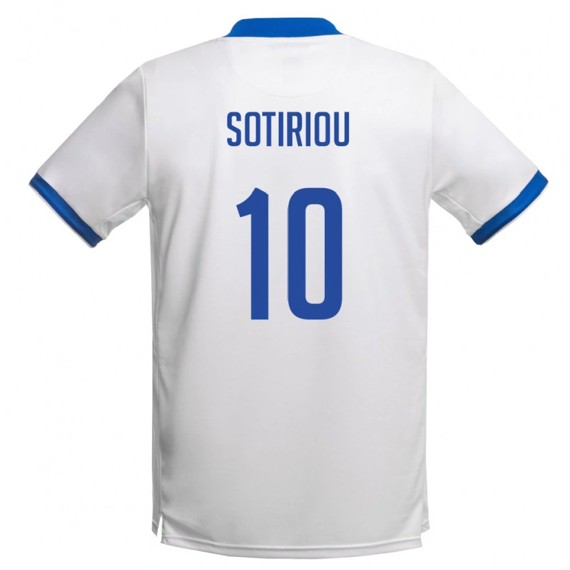 Danxen Women Cyprus Pieros Sotiriou #10 White Royal Blue Away Jersey 26-28 T-Shirt