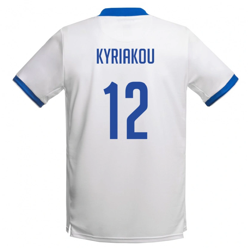 Danxen Women Cyprus Panagiotis Kyriakou #12 White Royal Blue Away Jersey 26-28 T-Shirt