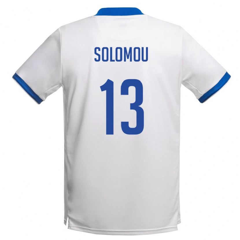 Danxen Women Cyprus Michail Solomou #13 White Royal Blue Away Jersey 26-28 T-Shirt