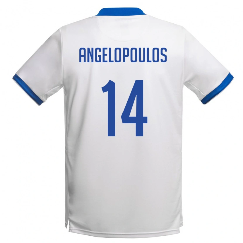 Danxen Women Cyprus Georgios Nikolas Angelopoulos #14 White Royal Blue Away Jersey 26-28 T-Shirt