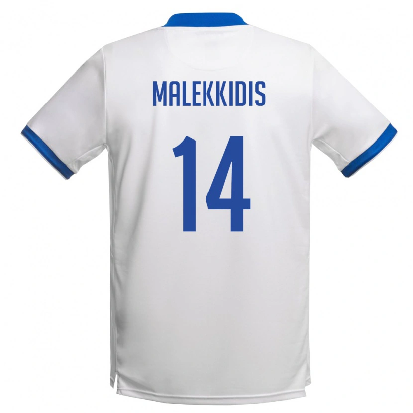 Danxen Women Cyprus Giorgos Malekkidis #14 White Royal Blue Away Jersey 26-28 T-Shirt