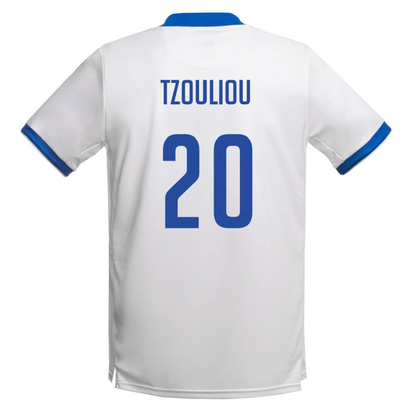 Danxen Women Cyprus Dimitrianos Tzouliou #20 White Royal Blue Away Jersey 26-28 T-Shirt