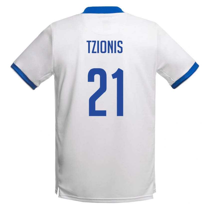 Danxen Women Cyprus Marinos Tzionis #21 White Royal Blue Away Jersey 26-28 T-Shirt