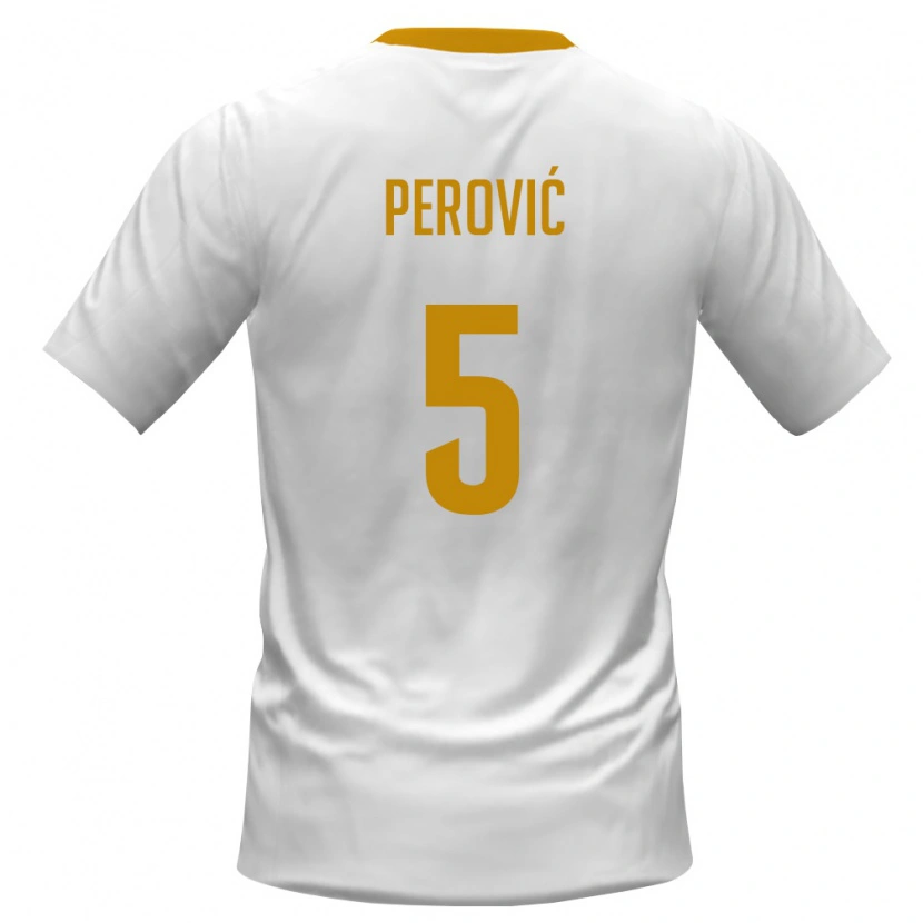 Danxen Women Montenegro Marko Perovic #5 White Red Yellow Away Jersey 26-28 T-Shirt