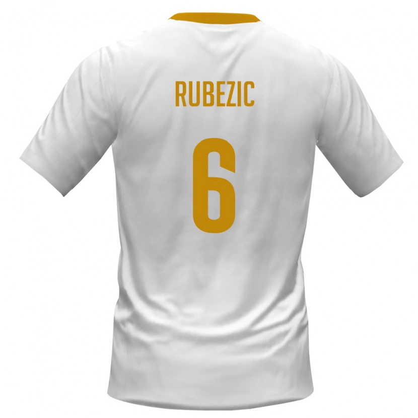 Danxen Women Montenegro Slobodan Rubežić #6 White Red Yellow Away Jersey 26-28 T-Shirt