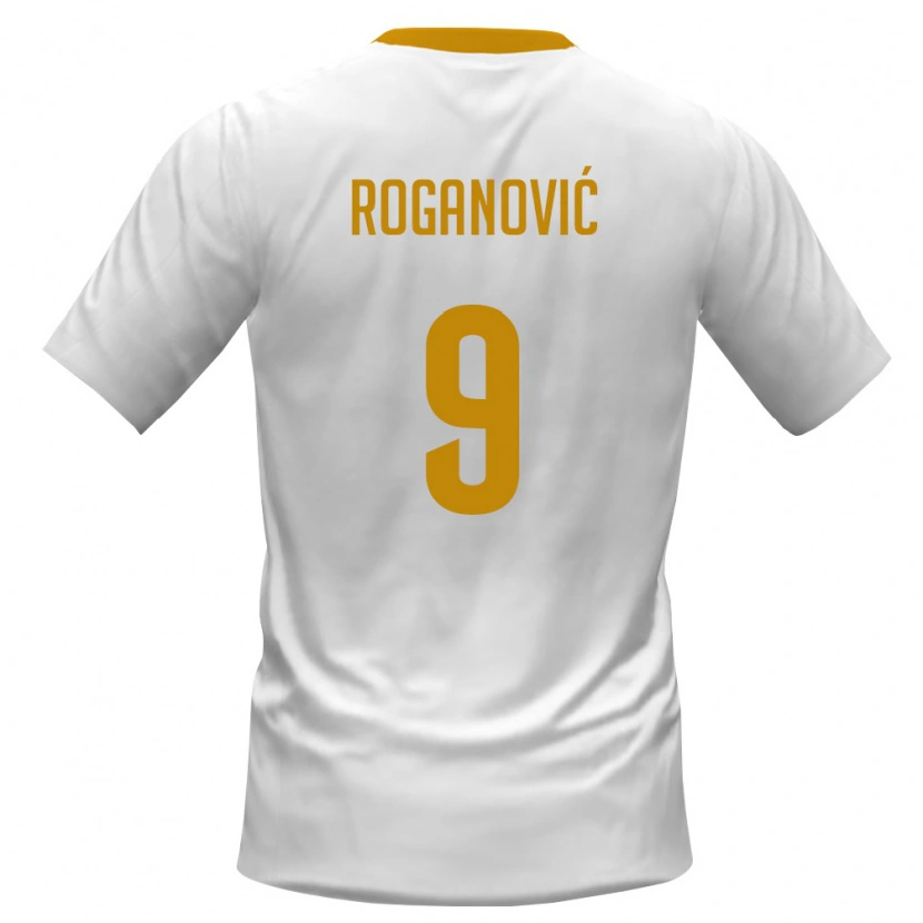 Danxen Women Montenegro Jagos Roganović #9 White Red Yellow Away Jersey 26-28 T-Shirt