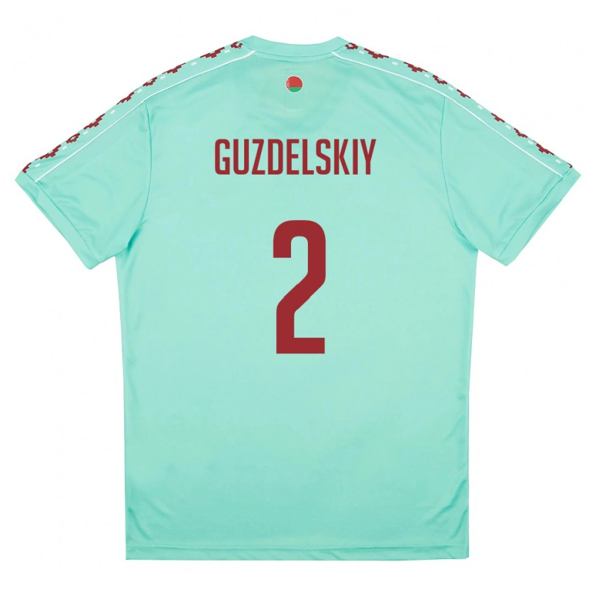 Danxen Women Belarus Sergey Guzdelskiy #2 Light Green Burgundy Away Jersey 26-28 T-Shirt