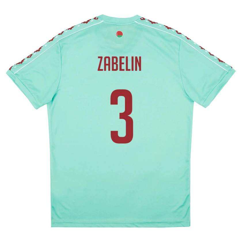 Danxen Women Belarus Pavel Zabelin #3 Light Green Burgundy Away Jersey 26-28 T-Shirt