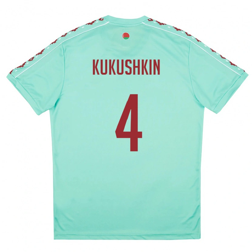 Danxen Women Belarus Georgiy Kukushkin #4 Light Green Burgundy Away Jersey 26-28 T-Shirt