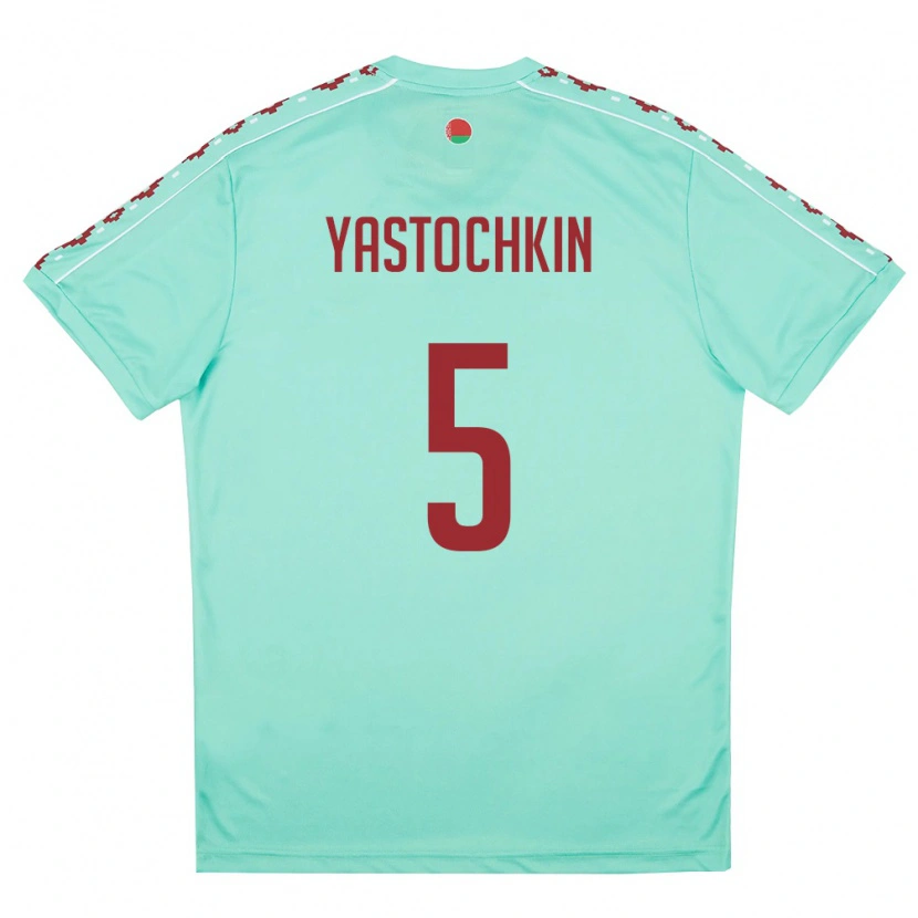 Danxen Women Belarus Anatoliy Yastochkin #5 Light Green Burgundy Away Jersey 26-28 T-Shirt