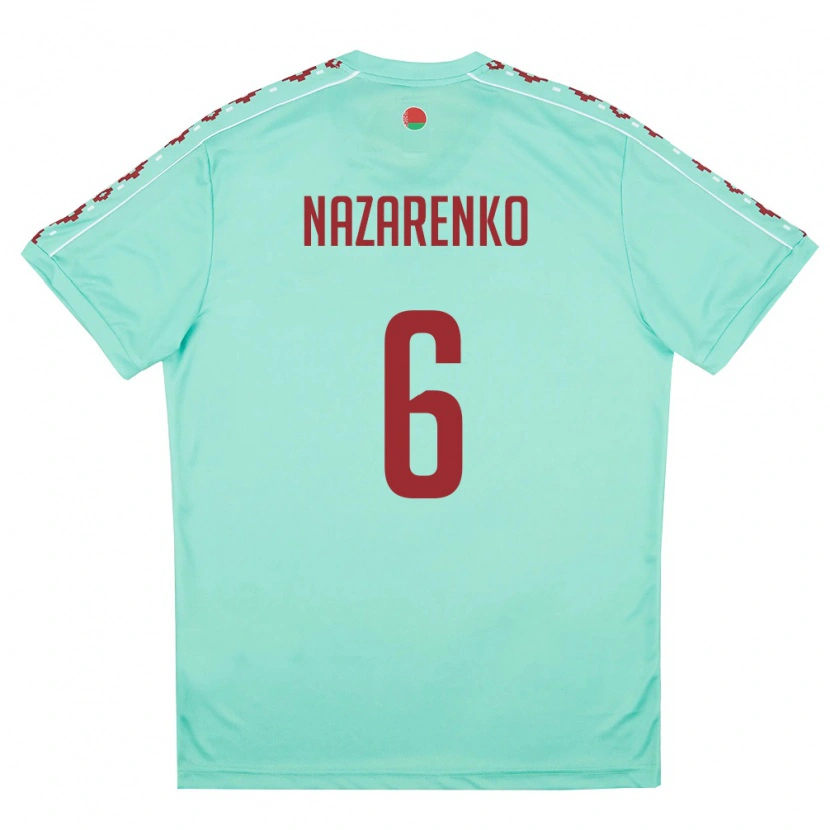 Danxen Women Belarus Artur Nazarenko #6 Light Green Burgundy Away Jersey 26-28 T-Shirt