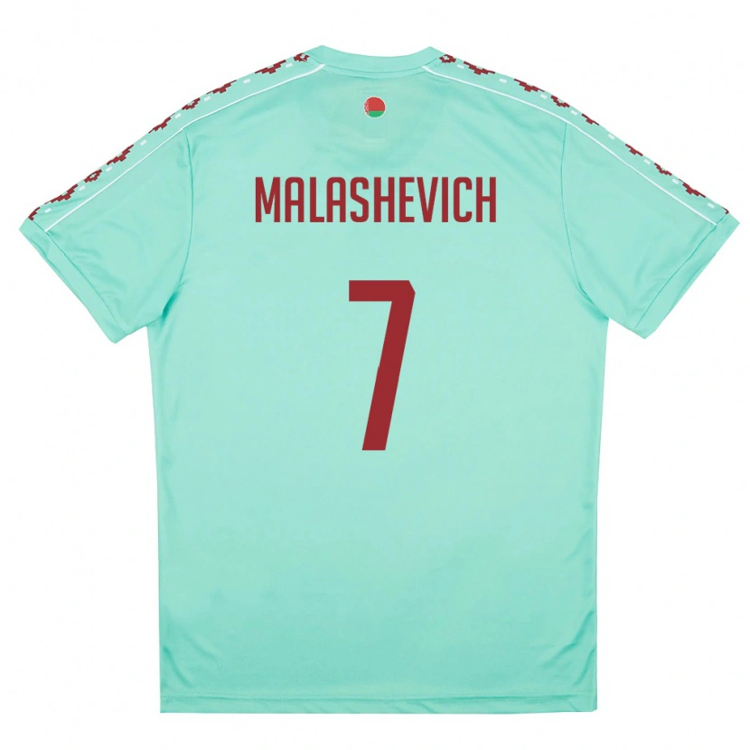 Danxen Women Belarus Evgeniy Malashevich #7 Light Green Burgundy Away Jersey 26-28 T-Shirt