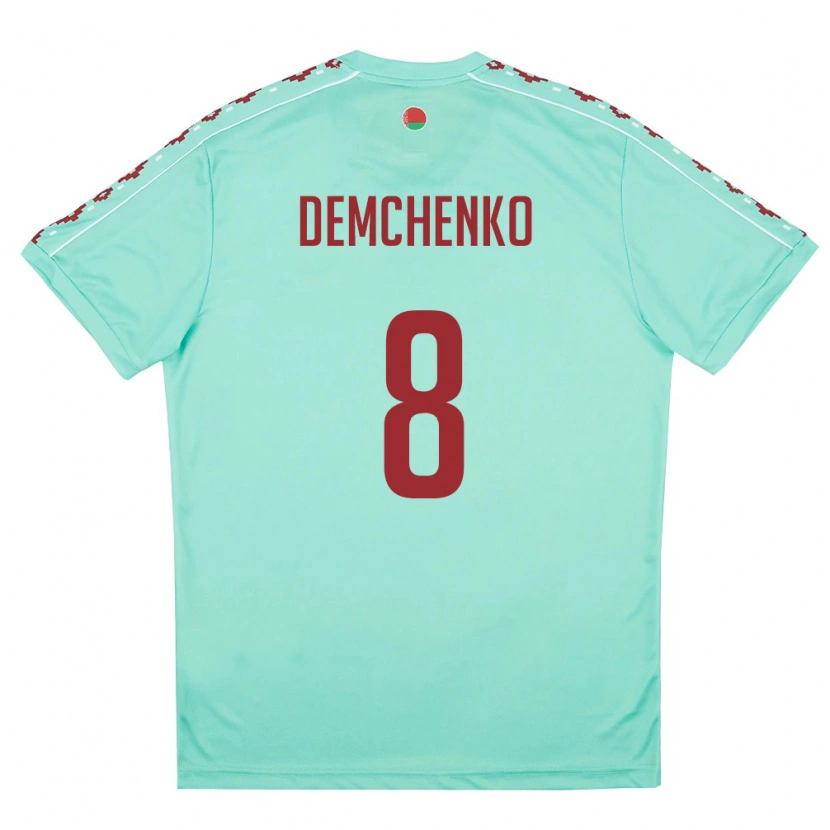 Danxen Women Belarus Nikita Demchenko #8 Light Green Burgundy Away Jersey 26-28 T-Shirt