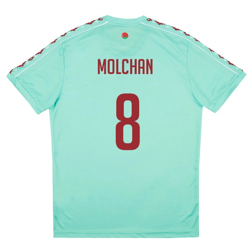Danxen Women Belarus Egor Molchan #8 Light Green Burgundy Away Jersey 26-28 T-Shirt