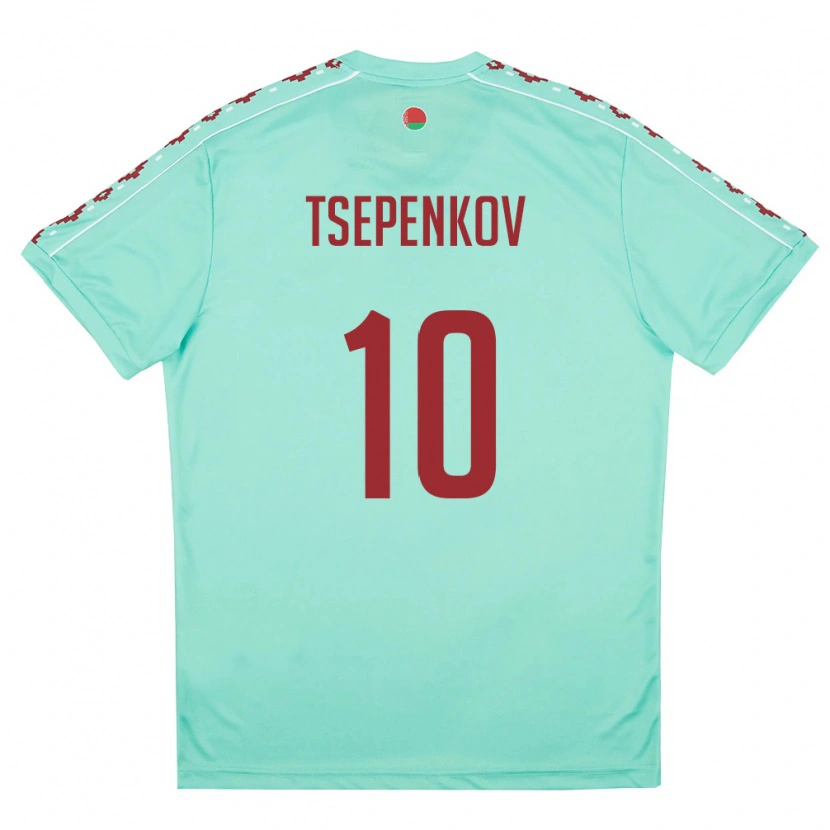Danxen Women Belarus Kirill Tsepenkov #10 Light Green Burgundy Away Jersey 26-28 T-Shirt