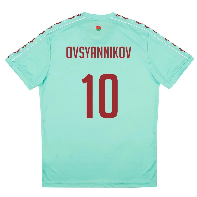Danxen Women Belarus Denis Ovsyannikov #10 Light Green Burgundy Away Jersey 26-28 T-Shirt