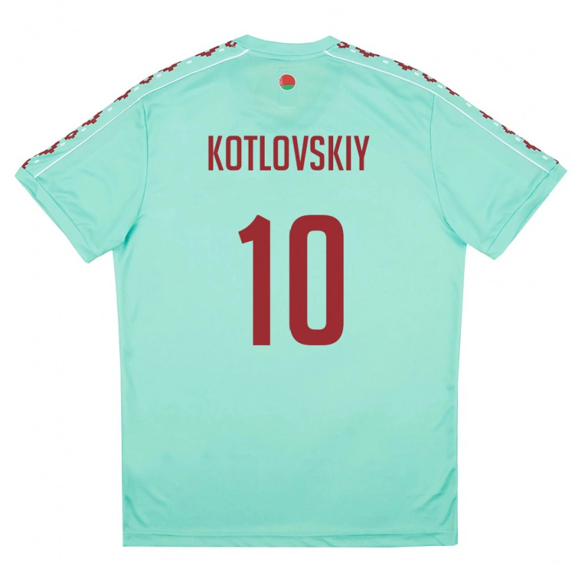 Danxen Women Belarus Makar Kotlovskiy #10 Light Green Burgundy Away Jersey 26-28 T-Shirt
