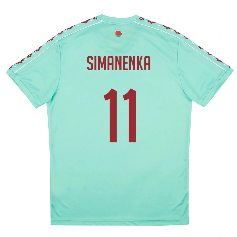 Danxen Women Belarus Timofey Simanenka #11 Light Green Burgundy Away Jersey 26-28 T-Shirt
